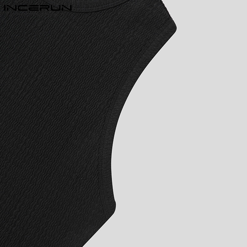 Áo thun ba lỗ INCERUN màu sắc đơn giản cho nam