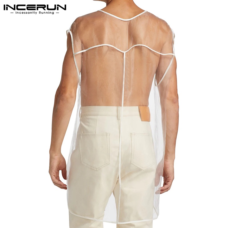 Áo ba lỗ Incerun kiểu lưới nhìn thấu quyến rũ cho nam