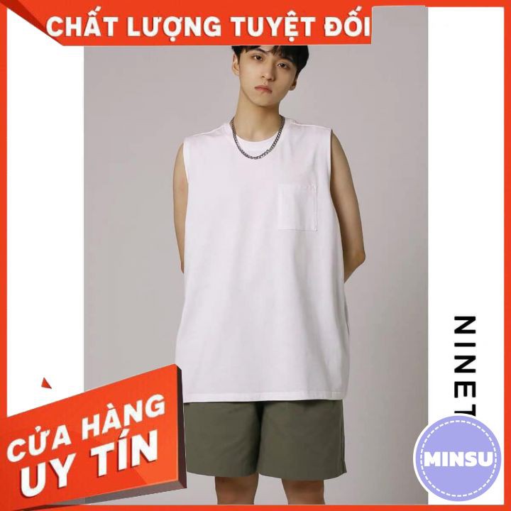 [ÁO TANKTOP CÓ TÚI] Áo thun sát nách unisex form rộng Áo tanktop ulzzang phong cách Hàn Quốc