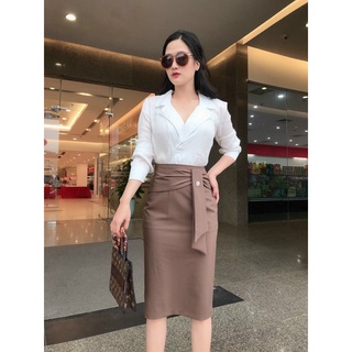 Chân váy dài chữ a công sở xẻ trước , váy công sở dài chữ a kiểu dáng midi thanh lịch - ht-kidsmomy