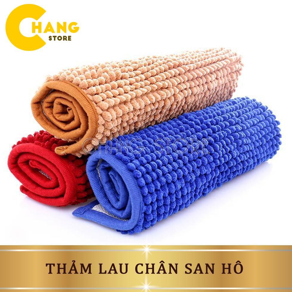 Thảm lau chân thấm nước sợi san hô Chất liệu sợi cotton bông tổng hợp bền đẹp, dễ làm sạch, nhanh khô