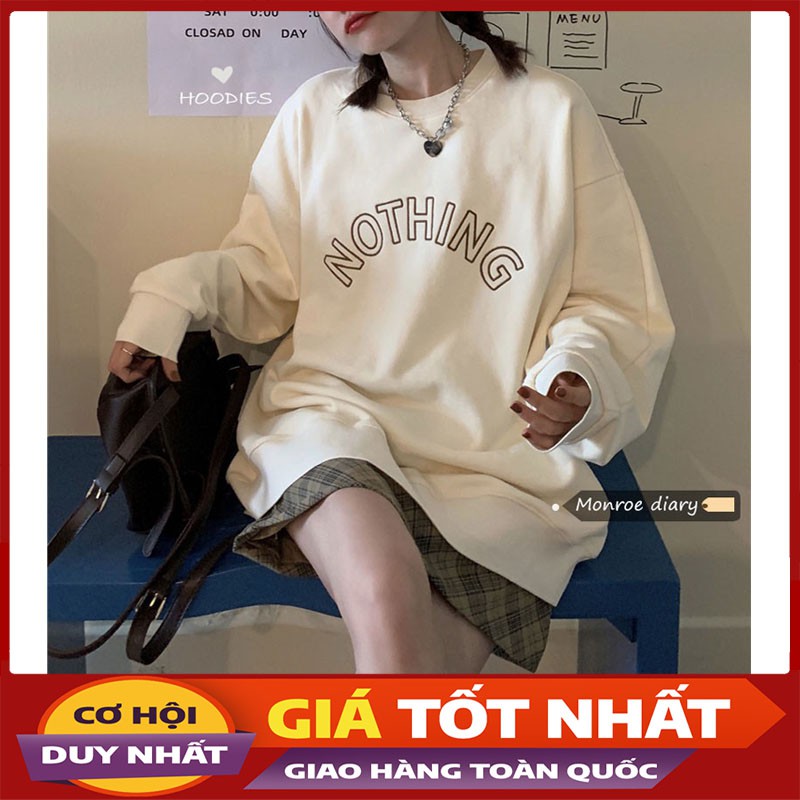 Áo Hoodie Nỉ Bông Không Mũ Thuê Chữ Nothing Mẫu Mới M064 -Violet_Store
