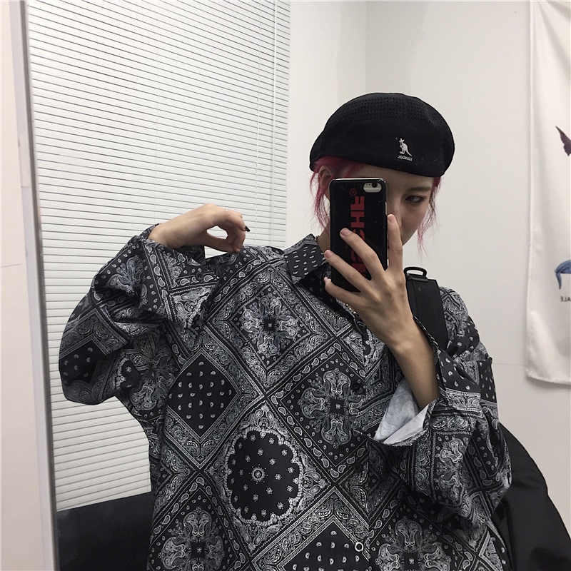 Áo sơ mi tay dài cổ V thời trang retro cho nam