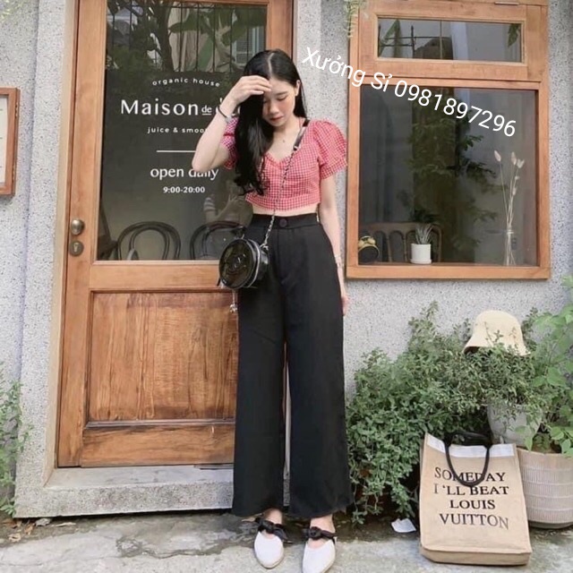 Quần công sở tuyết mưa Ống Rộng, Quần Ống Suông Khóa Giữa kiểu dáng hàn quốc cho cả học sinh, sinh viên