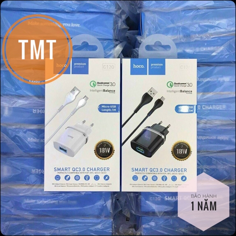Bộ sạc nhanh Hoco C12Q cổng Micro Android hỗ trợ QC3.0 dòng 18W - CHÍNH HÃNG