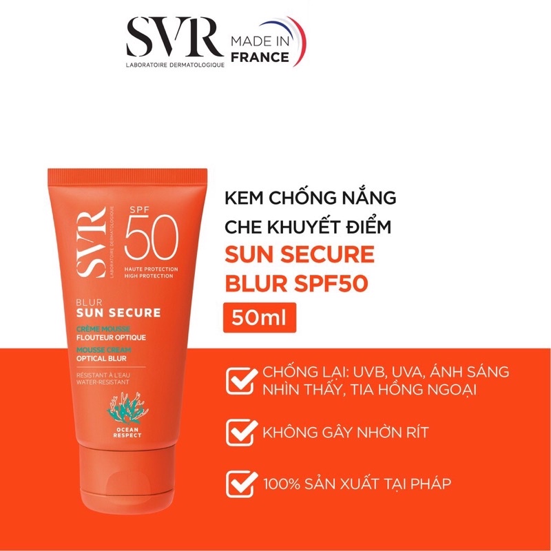 Kem chống nắng có màu giúp che khuyết điểm SVR SUN SECURE Blur SPF50 50ml