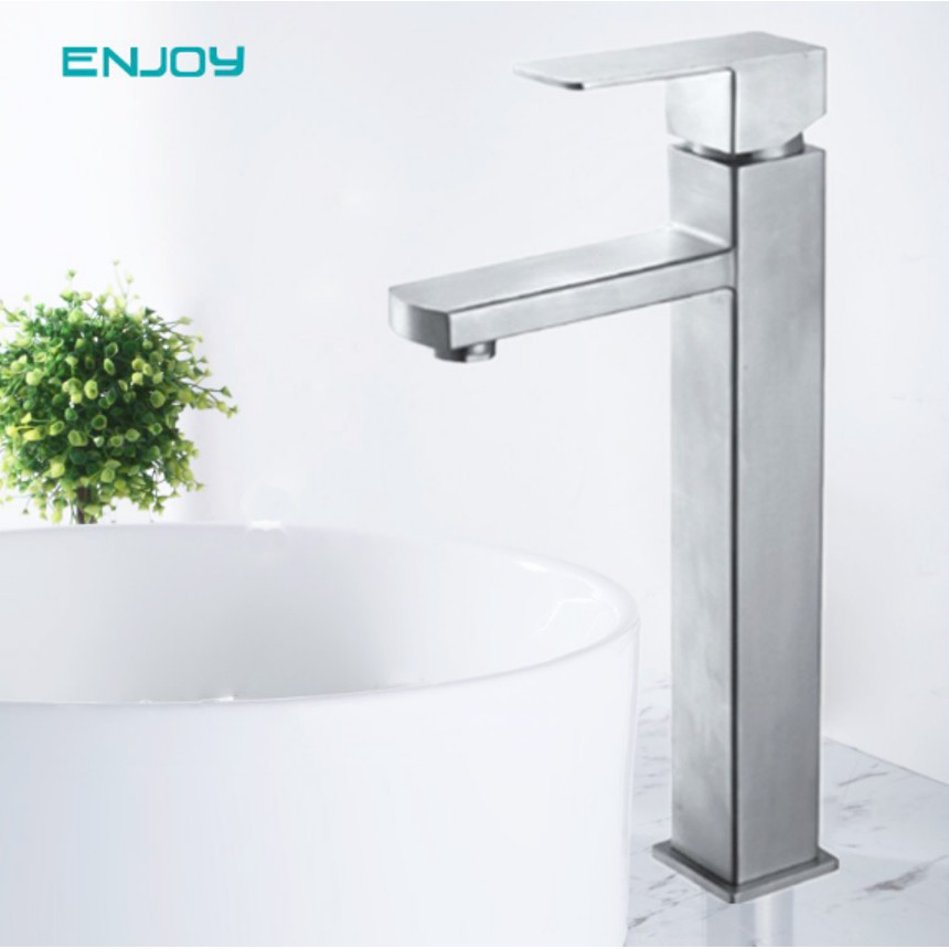 Vòi Lavabo nóng lạnh cao cấp vuông dài màu bạc trắng - Inox 304 - Dùng cho Lavabo đặt bàn | BigBuy360 - bigbuy360.vn