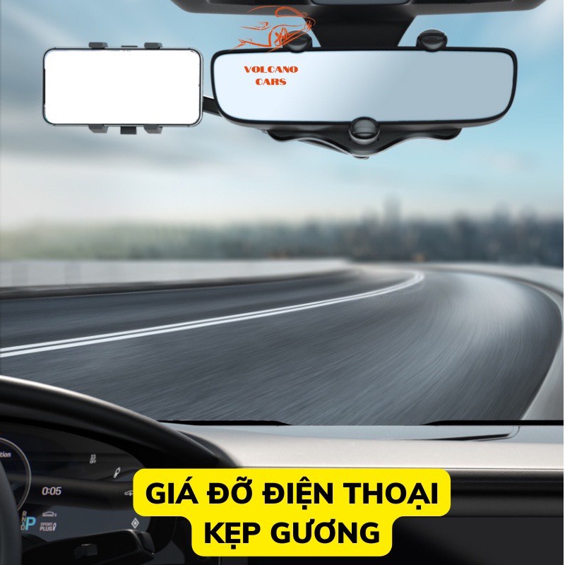 Giá đỡ điện thoại ô tô kẹp trên gương chiếu hậu xe hơi xoay 360 độ chống rung treo đa điểm chỉnh góc nhìn tiện lợi