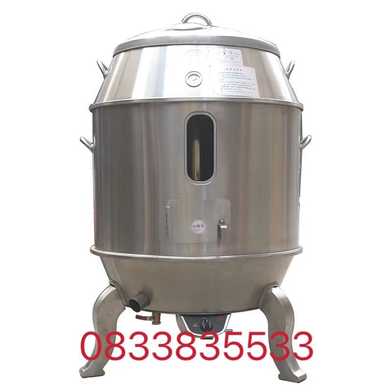 Lu quay gà vịt bếp than phi 80 inox tặng 15 móc và 15 xiên nướng