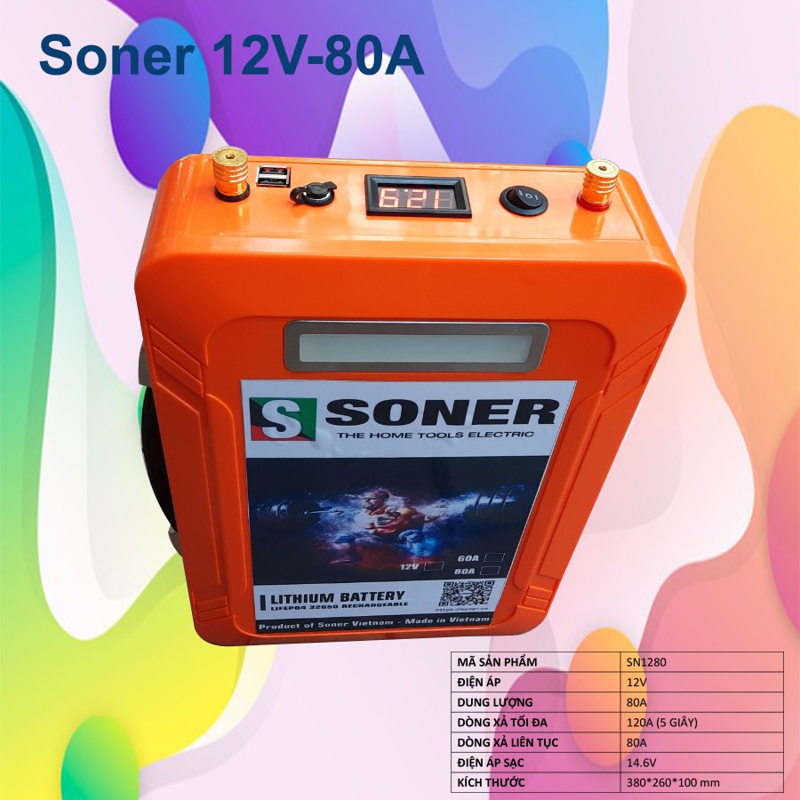Pin Ắc quy lithium Soner 12V-80A