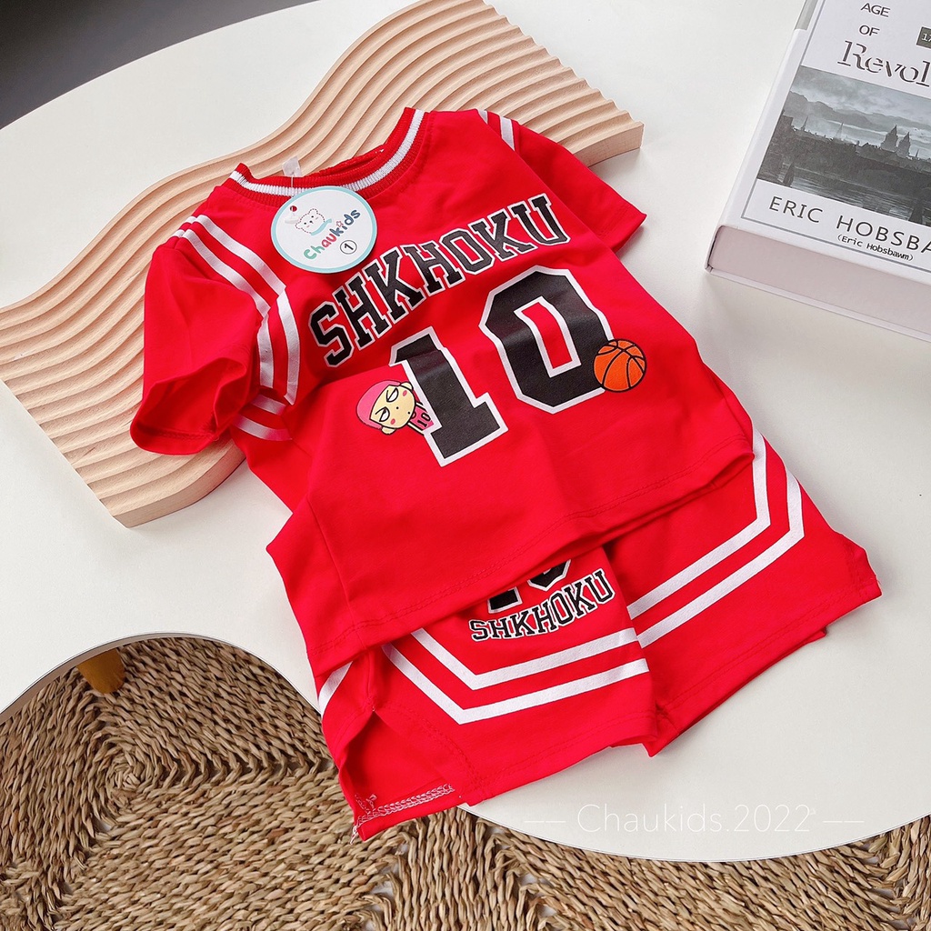 Bộ bé trai, bộ quần áo cộc tay thể thao SHKHOKU khỏe khoắn chất cotton QC cho bé