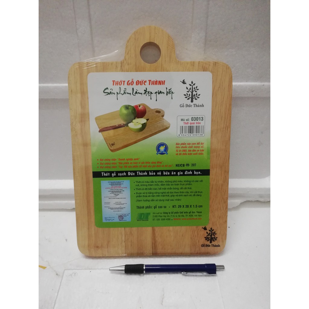 Thớt gỗ chữ nhật quai tròn