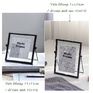 Khung ảnh để bàn mặt kính viền kim loại cao cấp