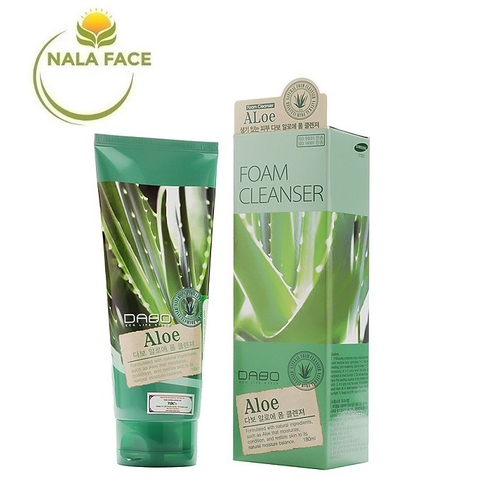 Sữa rửa mặt chiết xuất Lô hội DABO Aloe Foam Cleansing 180ml se khít lỗ chân lông ngừa mụn