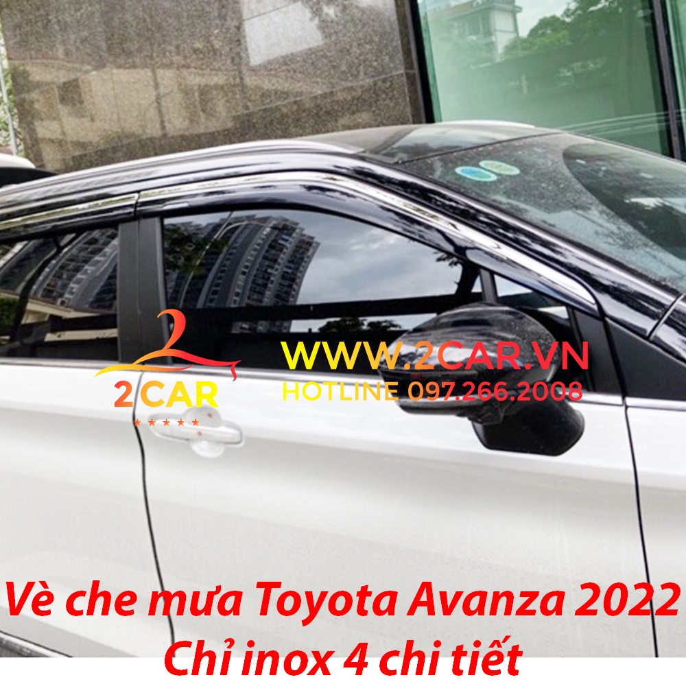 Vè che mưa, viền chắn mưa xe Toyota Avanza 2022 loại chỉ Inox 4 chi tiết cao cấp