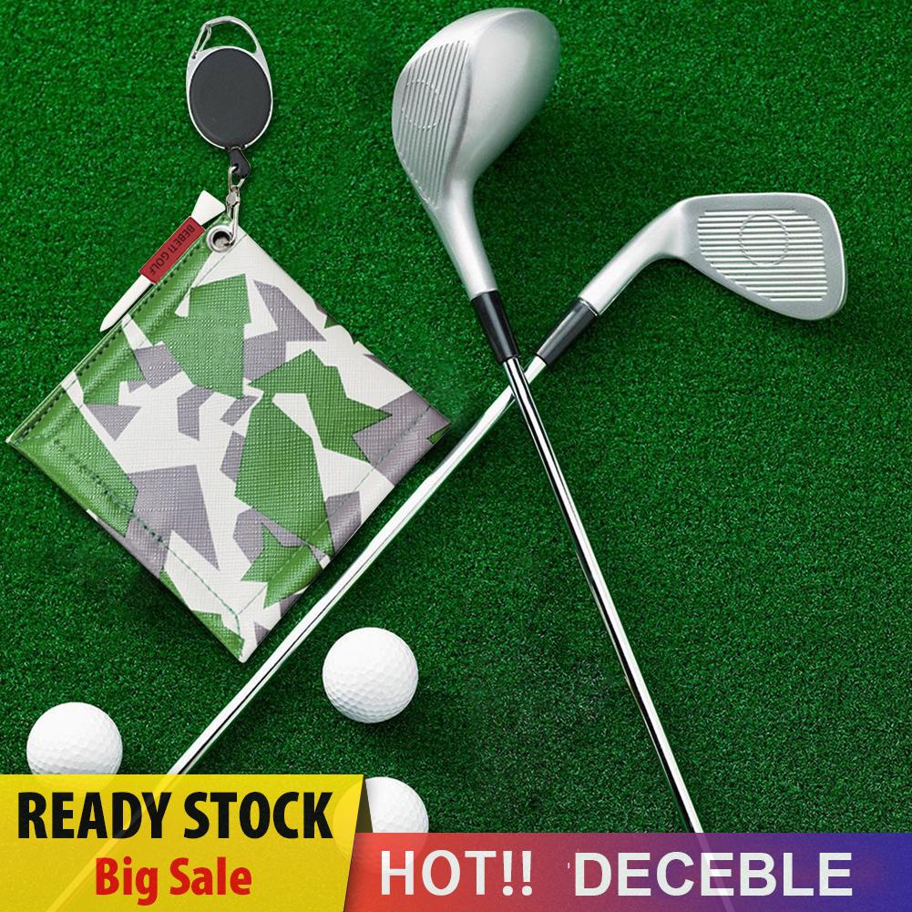 Khăn Lau Bóng Golf Mini Hai Mặt Hình Vuông Họa Tiết Rằn Ri Kèm Móc Khóa Tiện Dụng