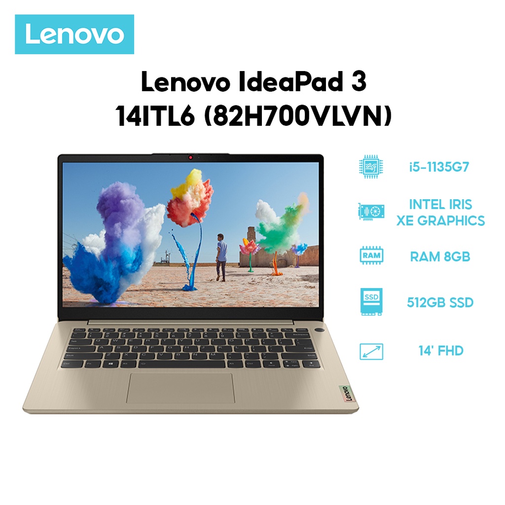 Laptop Lenovo IdeaPad 3 14ITL6 (82H700VLVN) (i5-1135G7 | 8GB | 512GB |14' FHD | Win 11)