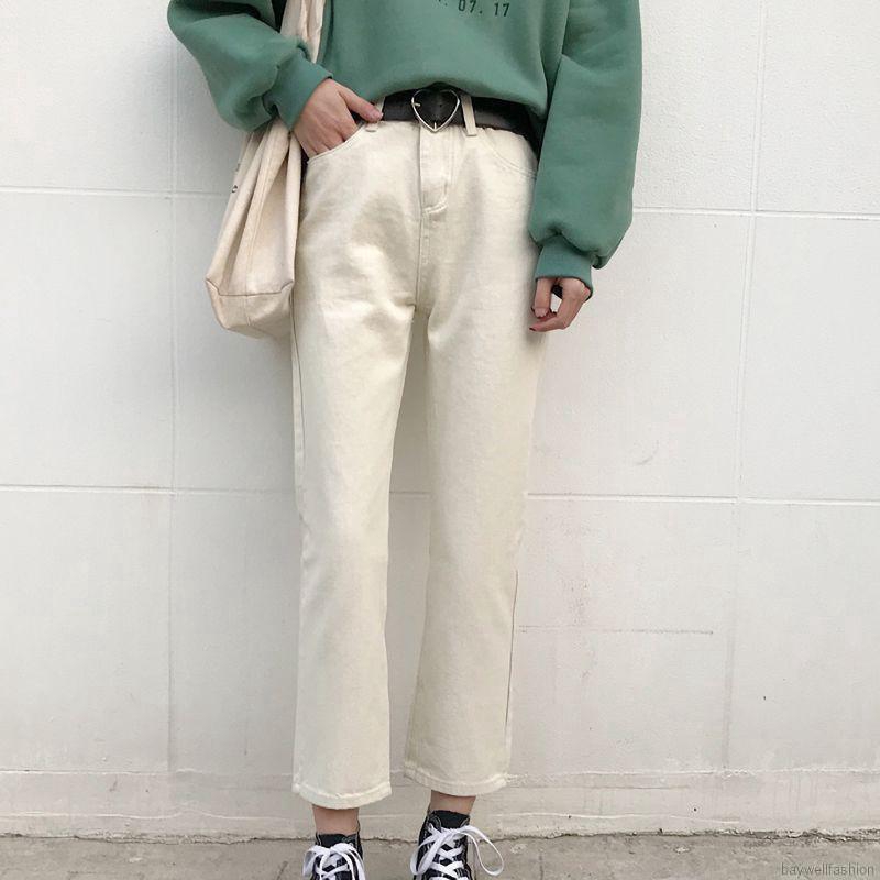 [Baywellfashion]Quần jean denim nữ lưng cao ống rộng | BigBuy360 - bigbuy360.vn