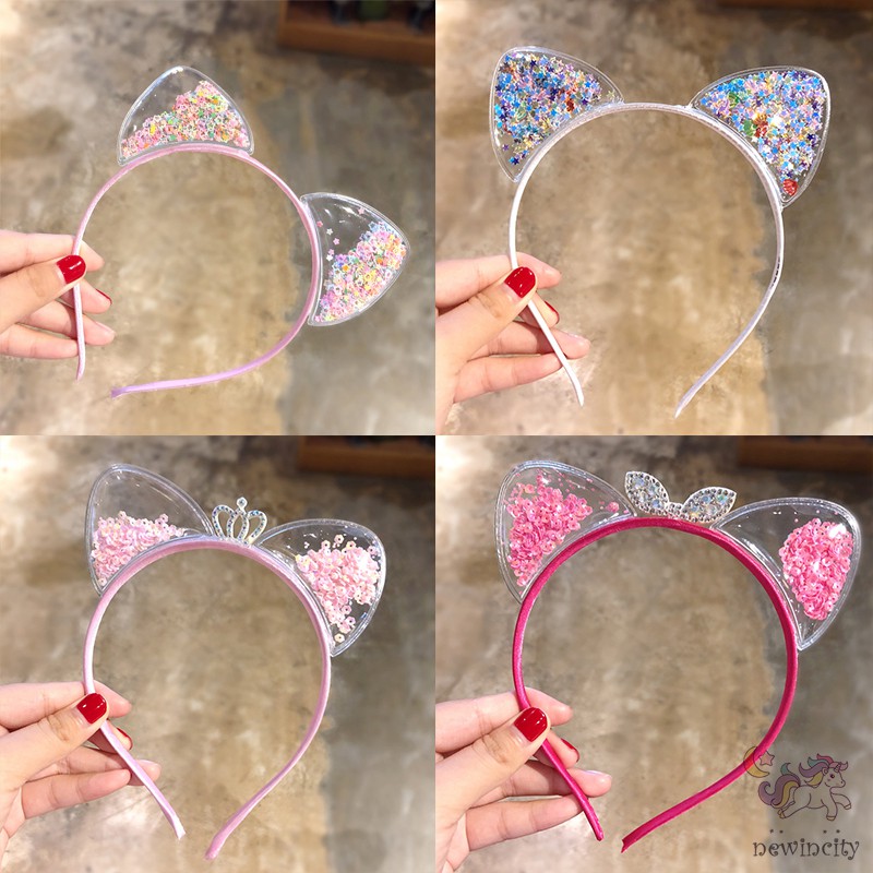 Băng đô hình tai thú đính sequin dễ thương dành cho bé gái