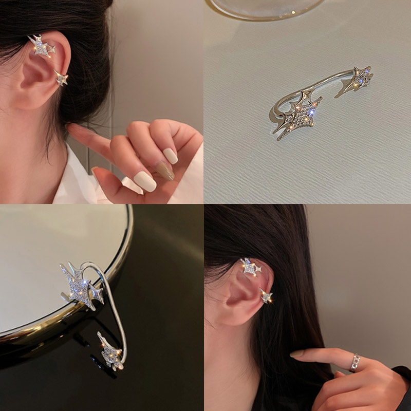 Bông tai dáng dài hình bướm đính đá phối tua rua phong cách sang trọng