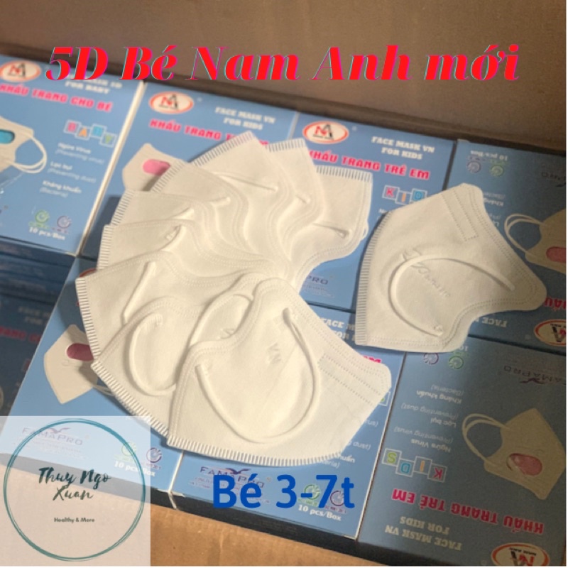 Khẩu Trang 6D Cho Bé VN KID Mask Nam Anh FAMAPRO Kháng Khuẩn, Lọc Bụi, Ngừa Virus, Ôm Sát Khuôn Mặt (Hộp 10 Cái)