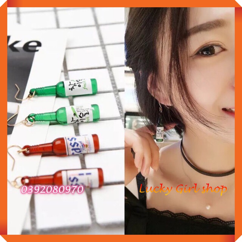 Bông Tai Hình Chai Rượu Soju Độc Đáo Cá Tính - Lucky Girl shop