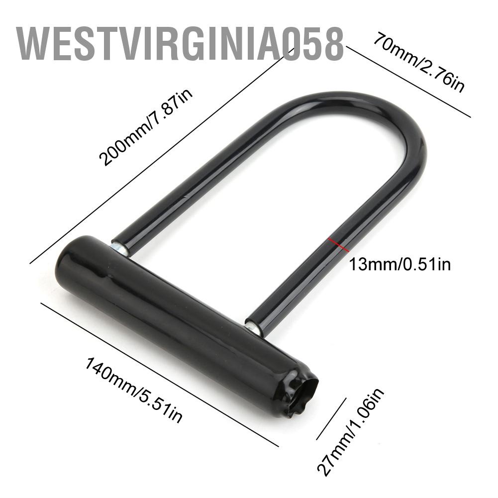 Westvirginia058 Heavy Duty Zinc Alloy Bike Motorcycle Bicycle U Lock Security Anti Theft