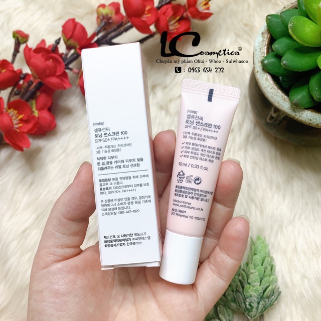 Kem chống nắng Cell Fusion C Toning Suncreen 100☀️Tuýp Mini 10ml☀️nâng tone nhẹ cho lớp nền căng bóng SPF 50+/PA++++