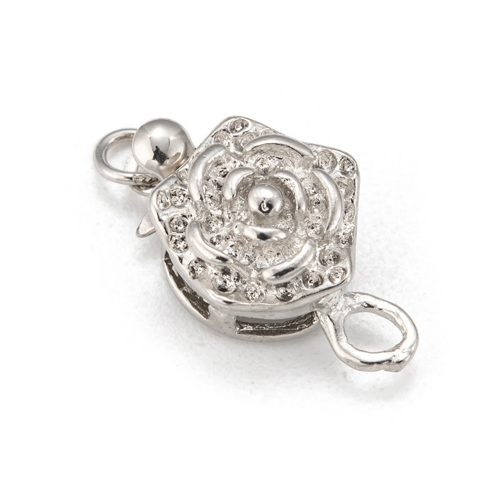 Set 5 chốt khóa hình hoa bằng đồng mạ bạch kim   10x15mm lỗ 1~2mm