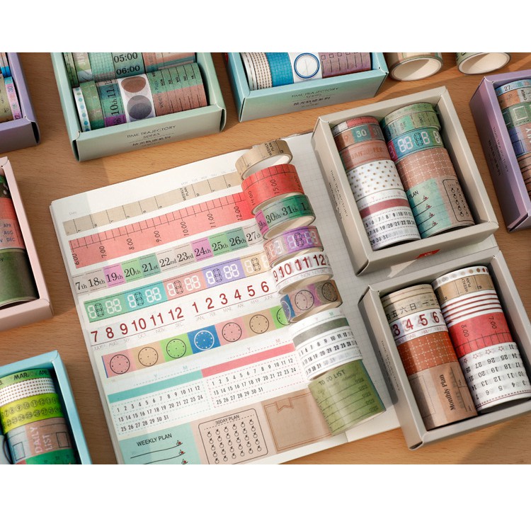 Set 10 washi tape plan, ngày tháng băng keo giấy lập kế hoạch