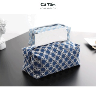 Mua (Mới về) Hộp đựng giấy ăn  hộp đựng khăn ăn bằng vải cotton - tone xanh