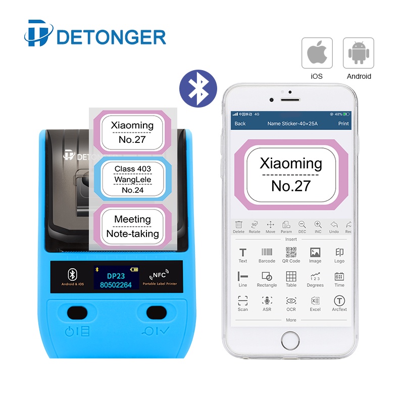Máy In Nhãn Nhiệt DETONGER DP23 Di Động Không Dây In Mã Vạch