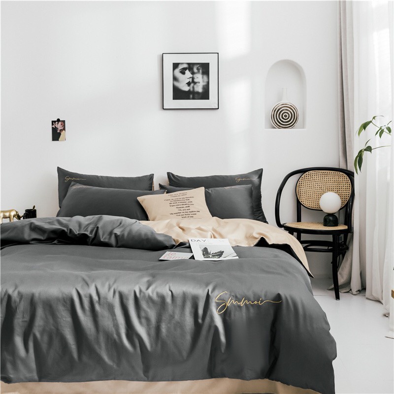 Bộ chăn ga gối lụa sunoi EMMIBEDDING STORE các mẫu phối màu bst1