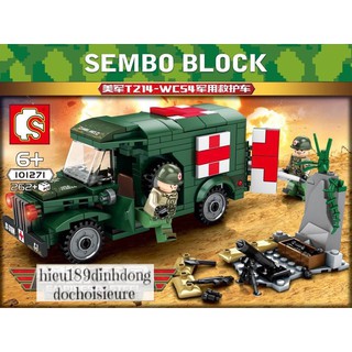 Bộ lắp ráp Lego Army Xe cứu thương Sembo 101271