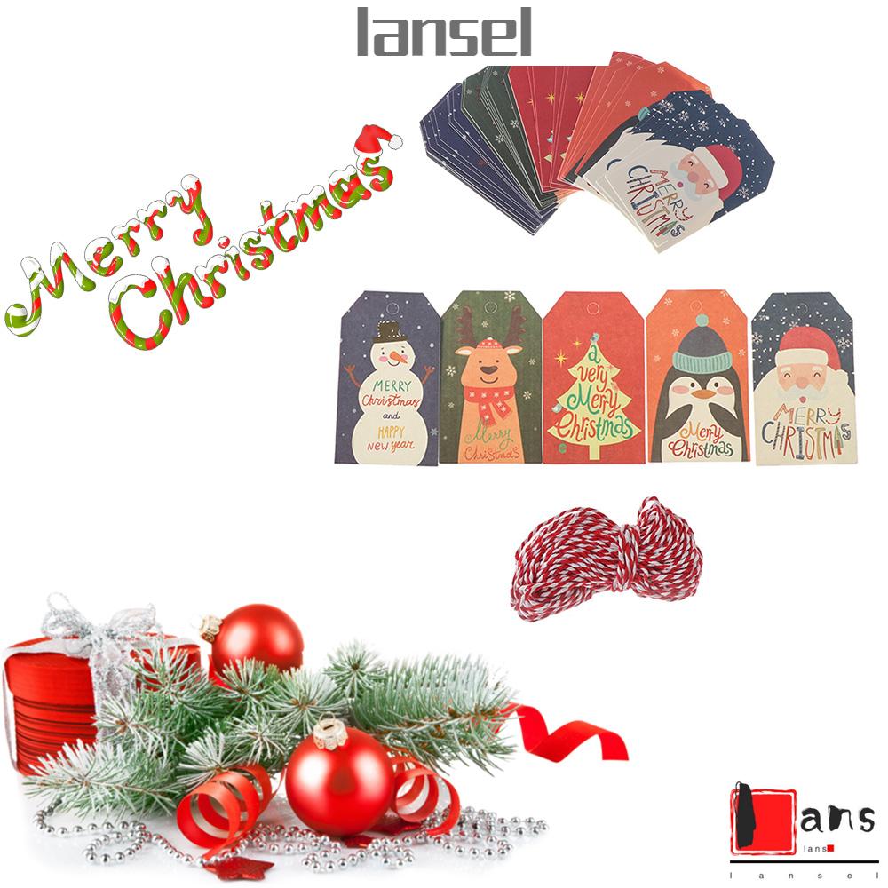 Set 50 Thẻ Giấy Kraft Treo Trang Trí Giáng Sinh DIY