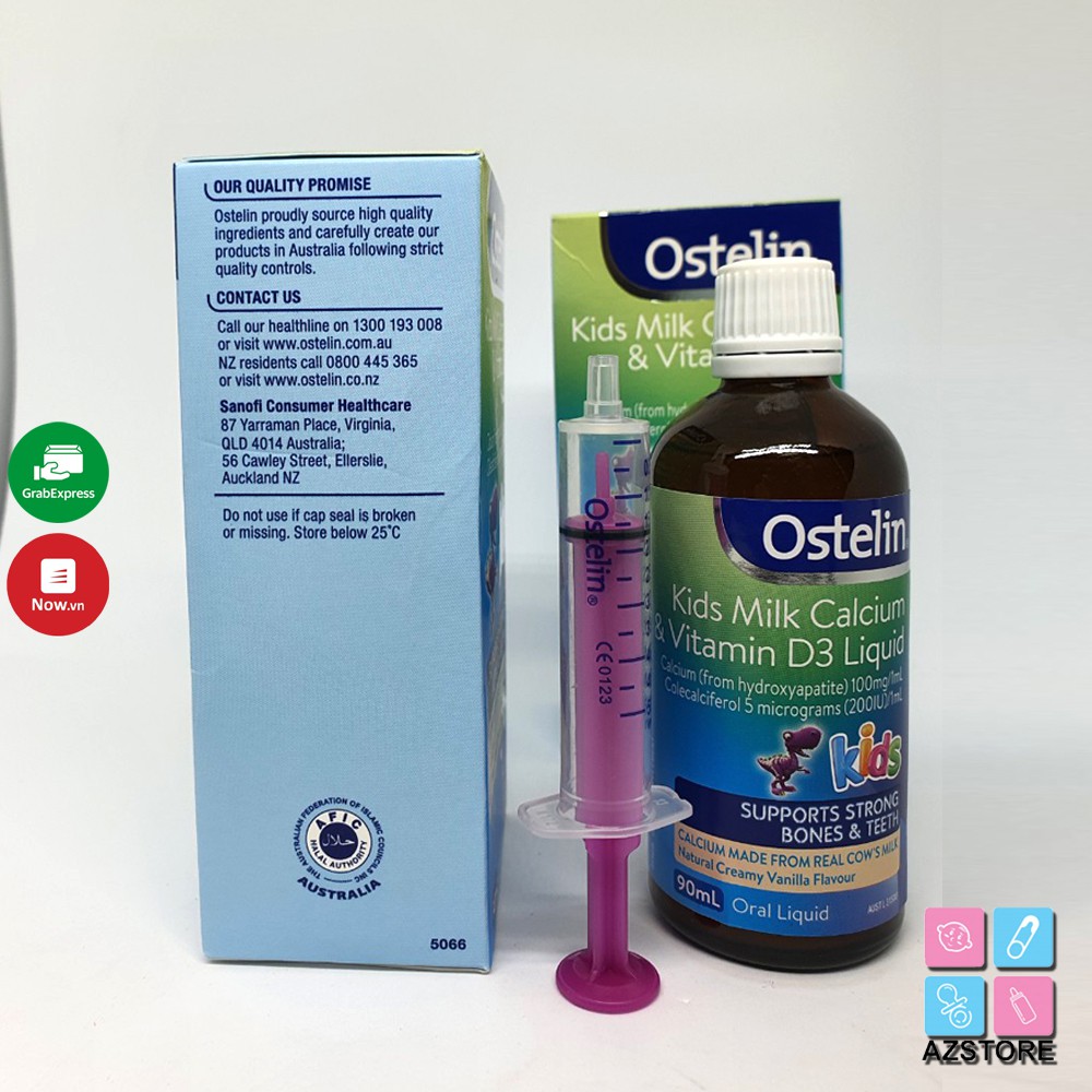 Canxi + vitamin D: Ostelin Kid milk Calcium &Vitamin D3 Liquid - Úc