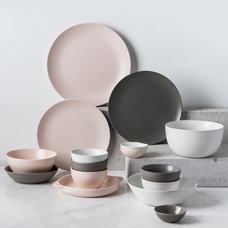 Set bát ceylon mix màu hồng - trắng- xám cao cấp phong cách hàn quốc-s19