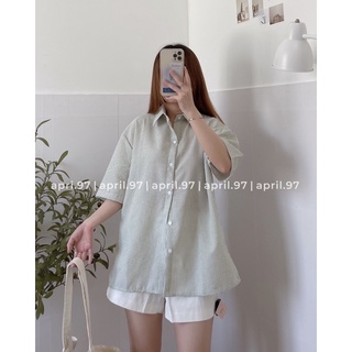 Áo sơ mi kẻ tay ngắn (ảnh thật/ có sẵn)