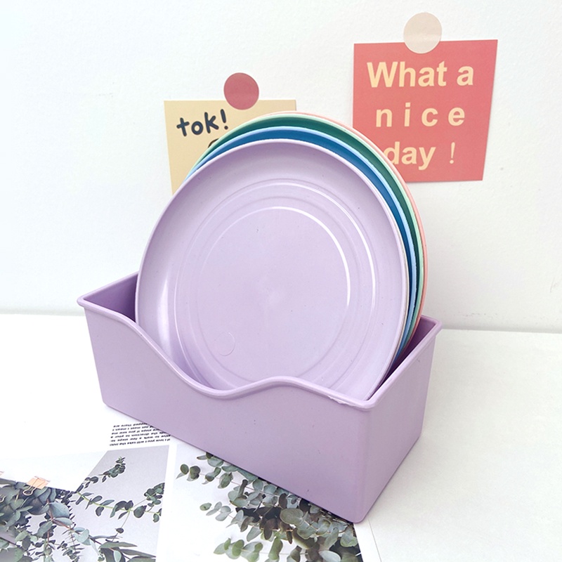 Khay Đựng Trái Cây/ Thức Ăn Vặt/ Bánh Kẹo Hình Tròn Bằng Lúa Mạch Màu Trơn Tiện Dụng