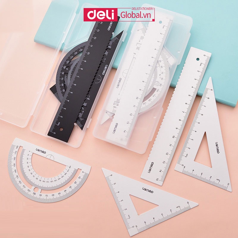 Deli Bộ Thước Đo Bằng Nhôm Hình Tam Giác Đơn Giản Cho Văn Phòng / Trường Học