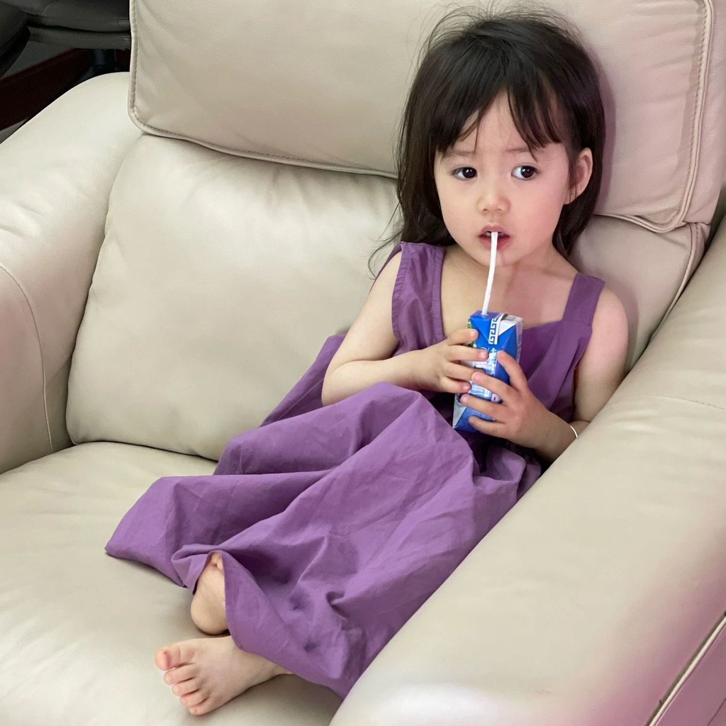 Đầm Công Chúa Mùa Hè Hai Dây Tay Cộc In Họa Tiết Hoa Phong Cách Phương Tây Dễ Phối Đồ Phong Cách Hàn Quốc Cho Bé Gái