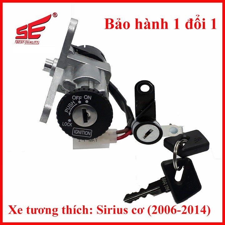 Bộ ổ khóa xe máy Sirius Cơ từ 2006 đến 2014 dòng 2 cạnh