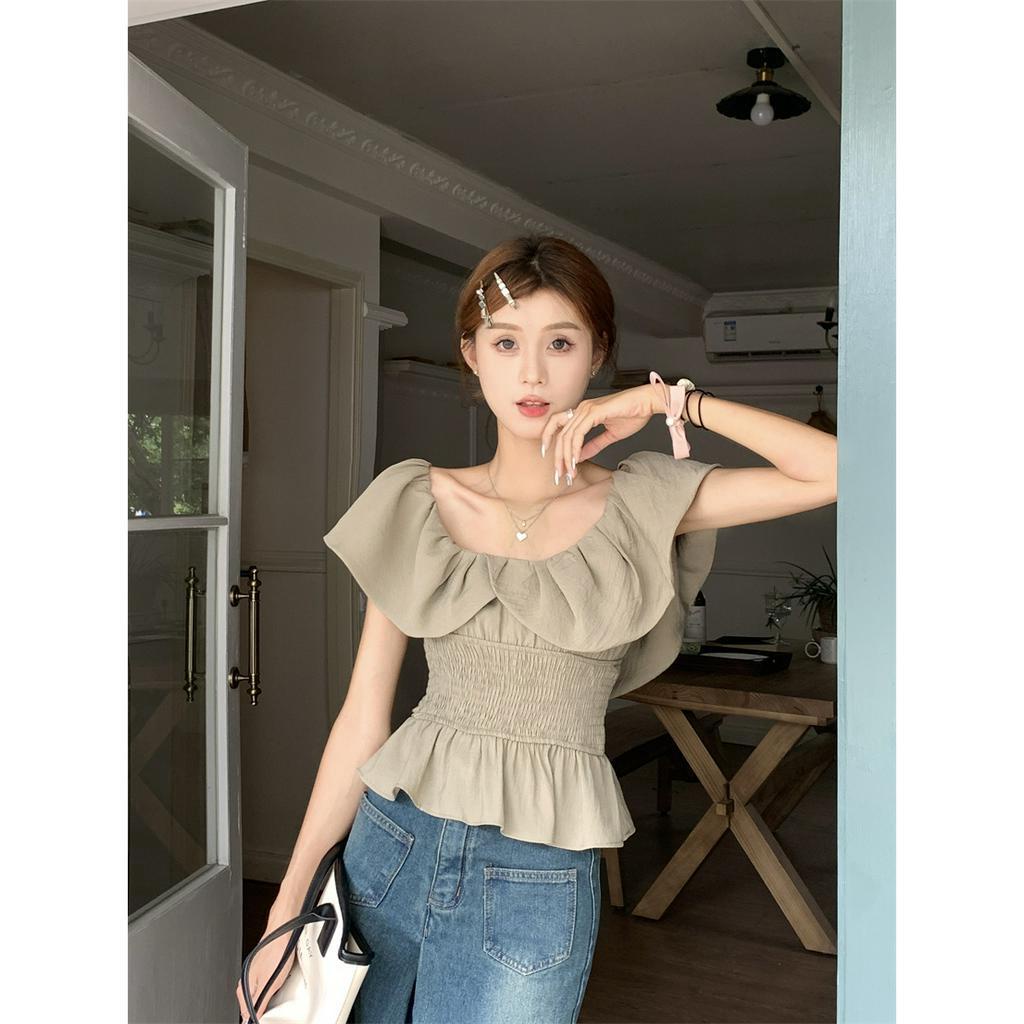 Áo Kiểu Trễ Vai Một Bên Eo Dáng Ôm Nhún Bèo Thời Trang Cho Nữ  tao bao