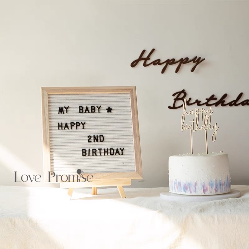 Bảng Gỗ Size 25x25cm Kèm Chữ, Số , Kí Tự Trang Trí Sinh Nhật , Trang Trí Nhà Cửa - Yori Party