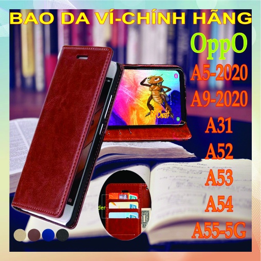 Bao da, ví đựng tiền, điện thoại oppo A5 2020, A9 2020, A31, A52, A53, A54, A55 5G