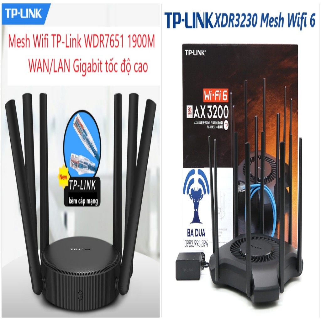 Bộ Phát Wifi Mesh Wifi 6 Gigabit Tplink TP-Link XDR3230 AX3200 , WDR7651 AC1900 , WDR5660 AC1200