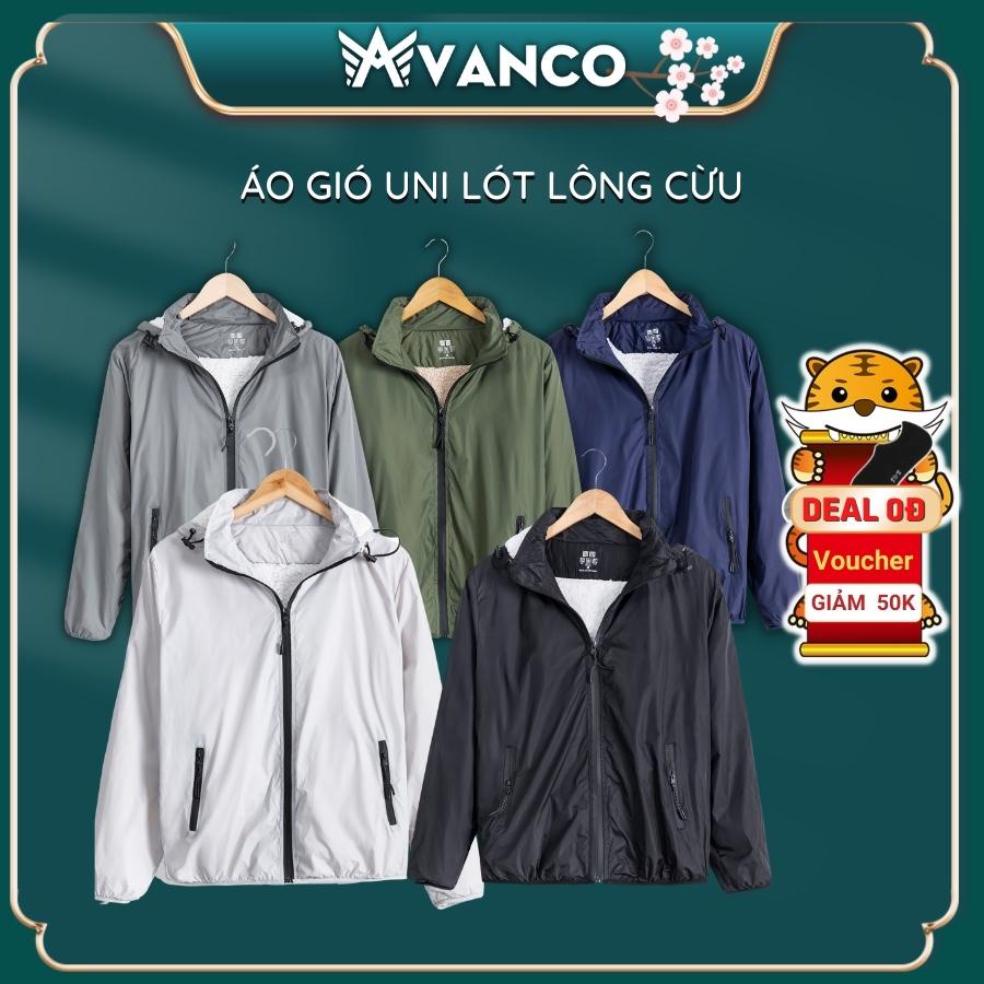 Áo khoác gió lót lông cừu toàn bộ UNI, chất vải dù trượt nước, mẫu mới nhất, AVANCO - AV40