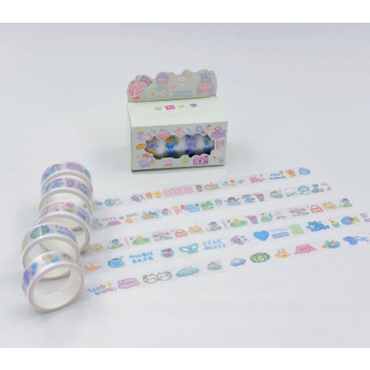 Hộp Washi Tape combo 5 Cuộn băng dính giấy Băng Keo Sticker Giấy Trang Trí Sổ Lưu Niệm DIY cute dễ thương