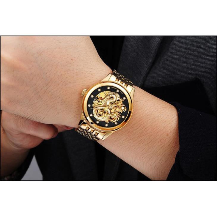 Đồng Hồ Cơ Nam Movt mặt rồng tặng vòng tay may mắn
