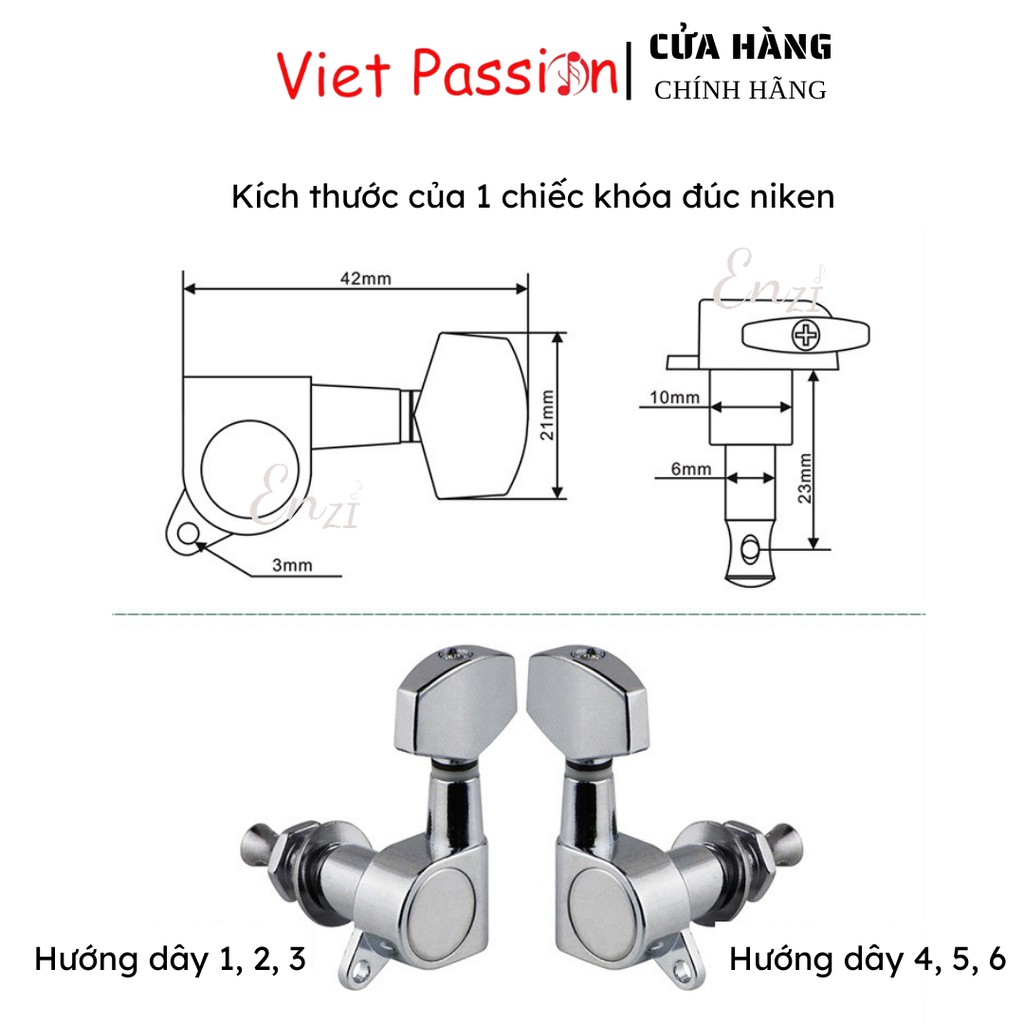 Khóa đúc cao cấp dành cho đàn guitar acoustic chất liệu niken chống rỉ Viet Passion